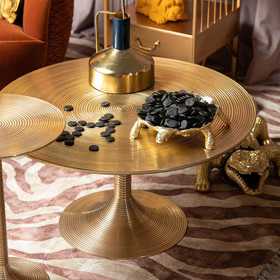 Sheffield side table in white marble and golden steel legs Ø 43 cm